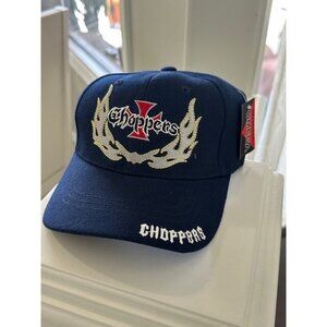 Omega Headwear Choppers Motorcycles Adjustable Baseball Hat Navy Blue Cross